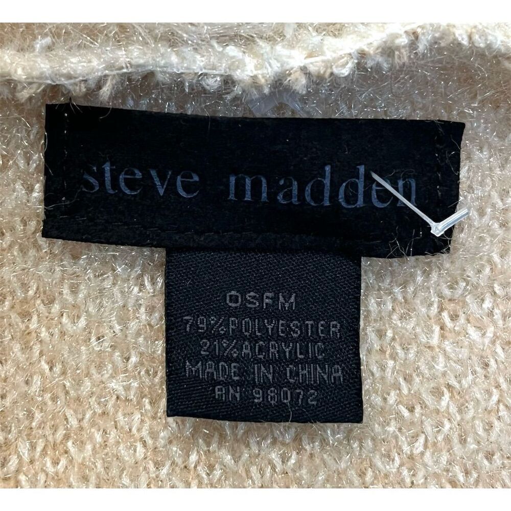 Steve Madden Beige Striped Open Front Cardigan Sweater Duster Fall Cozy Winter - Picture 11 of 12